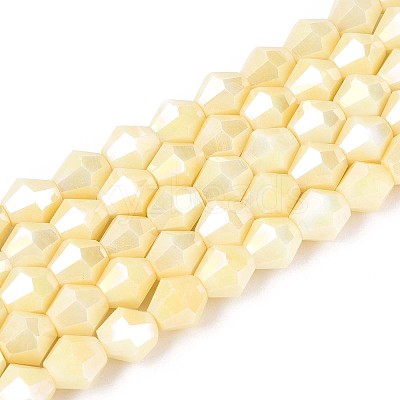 Anti-Tarnish Electroplate Glass Beads Strands GLAA-T025-8mm-12F-1