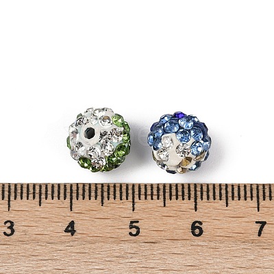 60Pcs 6 Color Handmade Polymer Clay Rhinestone Beads PORC-PH0001-38-1
