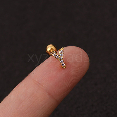 316L Surgical Stainless Steel Micro Pave Clear Cubic Zirconia Cartilage Earrings WG3A850-50-1