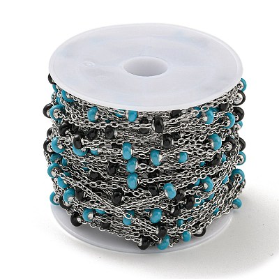 304 Stainless Steel Enamel Link Chains AJEW-Z028-09P-06-1