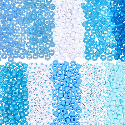 1200Pcs 10 Styles Opaque Plastic and Opaque Acrylic Beads KY-PA0001-15B-1