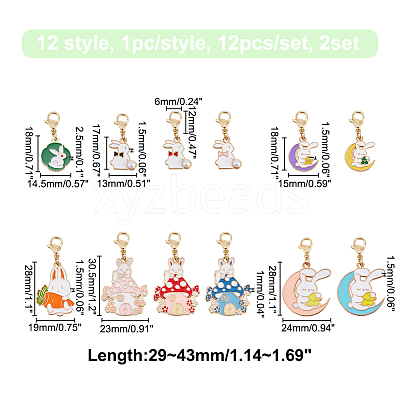 Alloy Enamel with Pearl Rabbit Pendant Stitch Markers HJEW-AB00288-1