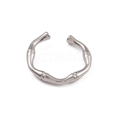 Non-Tarnish 304 Stainless Steel Bamboo Joint Open Cuff Rings for Women RJEW-G285-09P-1