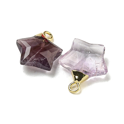Natural Amethyst Pendants G-P540-01G-10-1