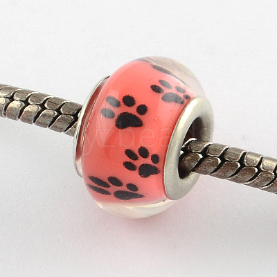 Large Hole Dog Paw Prints Pattern Resin European Beads OPDL-Q129-227A-1