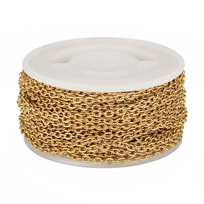 Ion Plating(IP) 304 Stainless Steel Textured Cable Chains CHS-H012-01G-1