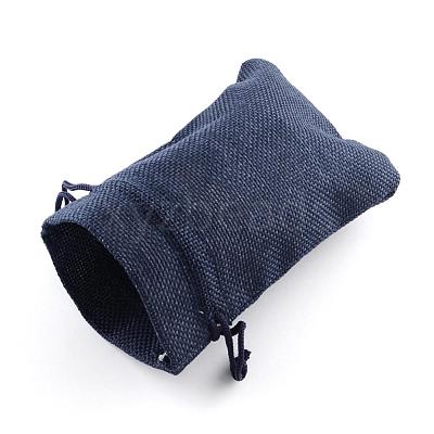 Polyester Imitation Burlap Packing Pouches Drawstring Bags ABAG-R005-9x7-12-1