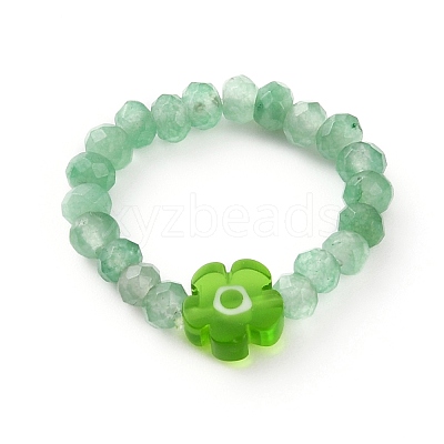Dyed Natural Malaysia Jade Rondelle Beads Stretch Rings RJEW-JR00313-1