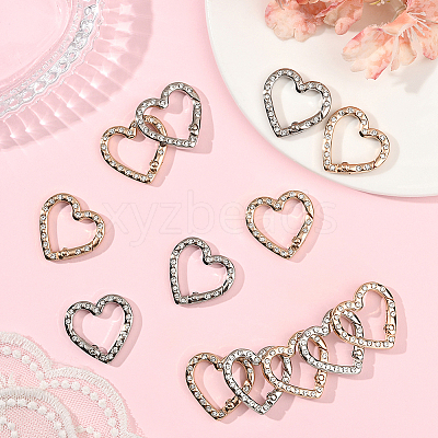 20Pcs 2 Colors Zinc Alloy Rhinestone Spring Gate Rings FIND-SP0004-35-1
