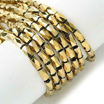 Electroplate Glass Beads Strands X-GLAA-Q101-02B-FP01-1