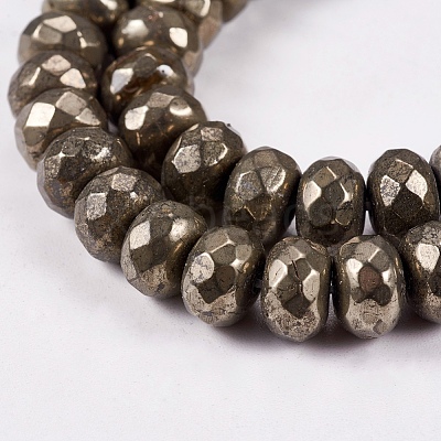 Natural Pyrite Beads Strands G-L051-8x5mm-01-1
