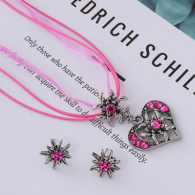 Alloy Rhinestone Pendant Necklaces & Stud Earrings Sets FS-WG88A89-02-1