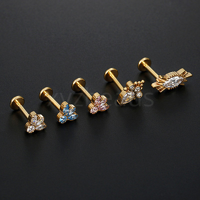 G23 Titanium Micro Pave Pink Cubic Zirconia Internally Threaded Labrets WGA56E5-03-1