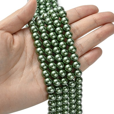 Eco-Friendly Dyed  Glass Pearl Round Bead Strands HY-A002-8mm-RB074-1