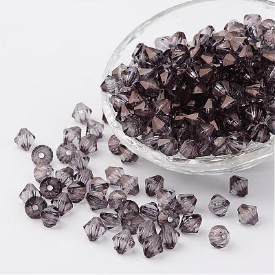 Faceted Bicone Transparent Acrylic Beads DBB4mm-60-1