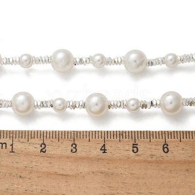 304 Stainless Steel & ABS Plastic Imitation Pearl Round Beded Necklaces for Women NJEW-S442-11P-1