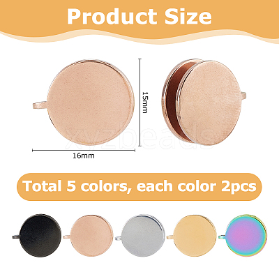 10Pcs 5 Colors 304 Stainless Steel Cuff Earrings EJEW-HS0001-34A-1