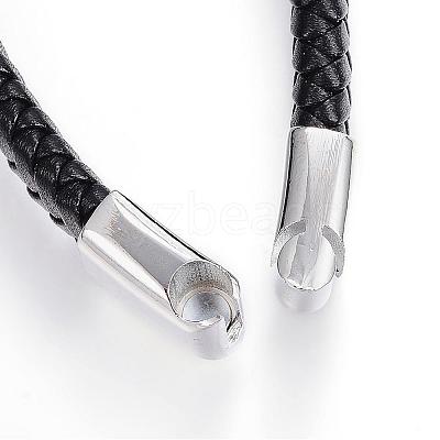 Braided Leather Cord Bracelets BJEW-P099-05B-1
