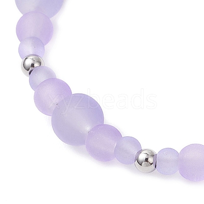 Frosted Transparent Glass Beaded Bracelets for Women BJEW-JB12136-01-1