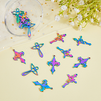 30Pcs 3 Style 304 Stainless Steel Pendants STAS-FH0001-70-1