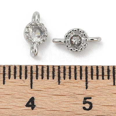 Brass Cubic Zirconia Flat Round Connector Charms LS-KK-H204-02P-04-1