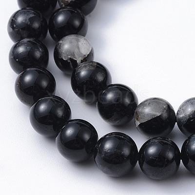 Natural Black Tourmaline Beads Strands X-G-F666-05A-8mm-1