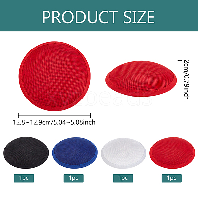 4Pcs 4 Colors Imitation Hemp Round Fascinator Hat Base for Millinery AJEW-BC0007-36-1