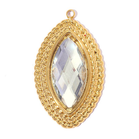 304 Stainless Steel with Crystal Rhinestone Pendants RB-OY001-01G-1