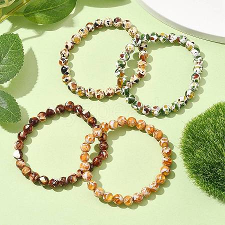 Sythetic Amber Beads Stretch Bracelets for Women BJEW-JB11536-1