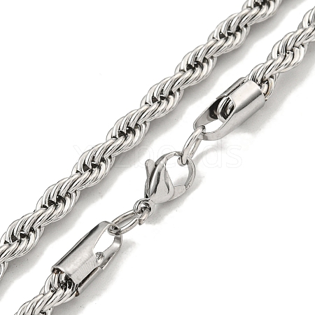 Non-Tarnish 201 Stainless Steel Rope Chain Necklaces for Women and Men NJEW-F322-02P-04-1