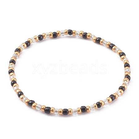 Round Opaque Colours Glass Seed Beads Stretch Bracelets BJEW-JB06010-01-1
