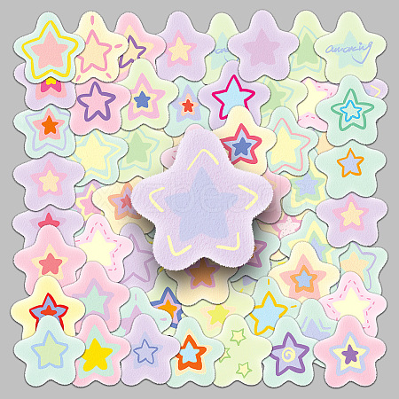 50Pcs Cute Star PVC Self-Adhesive Stickers PW-WG31145-01-1