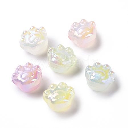 UV Plating Rainbow Iridescent Luminous Acrylic Beads X-OACR-E010-07-1