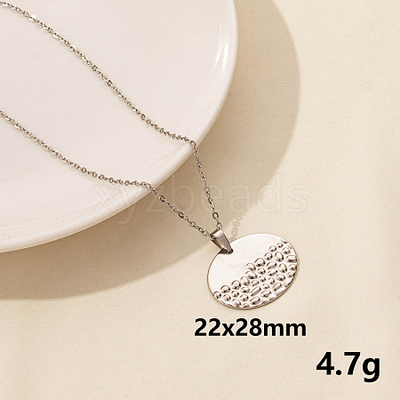 304 Stainless Steel Flat Round Pendant Necklace for Women SM6724-9-1