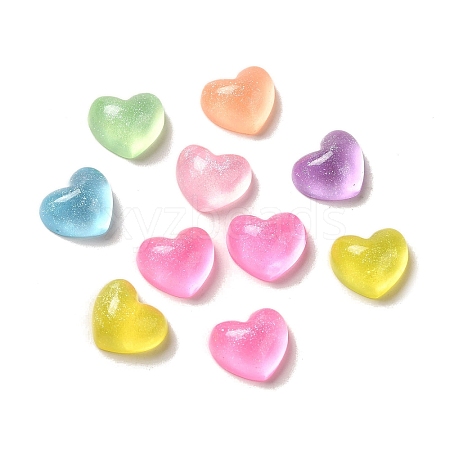 Transparent Resin Decoden Cabochons with Glitter Powder X-RESI-E053-08C-1