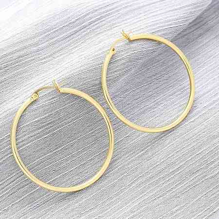 Brass Hoop Earrings for Women EJEW-I270-13B-G-1