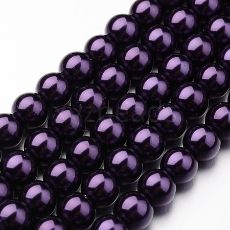 Eco-Friendly Dyed Glass Pearl Round Bead Strands X-HY-A008-8mm-RB099-1