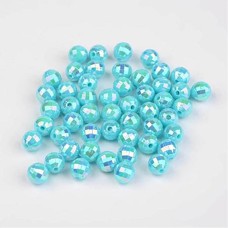 Faceted Colorful Eco-Friendly Poly Styrene Acrylic Round Beads SACR-K001-8mm-62-1