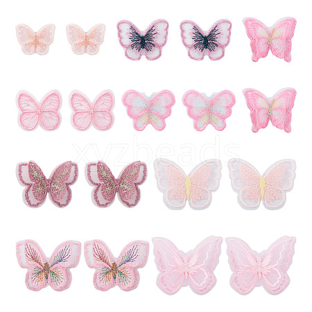 Beadthoven 36Pcs 9 Style Butterfly Organgza Lace Embroidery Ornament Accessories DIY-BT0001-49-1