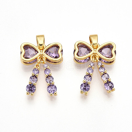 Brass Micro Pave Cubic Zirconia Pendants KK-N257-26C-G-1
