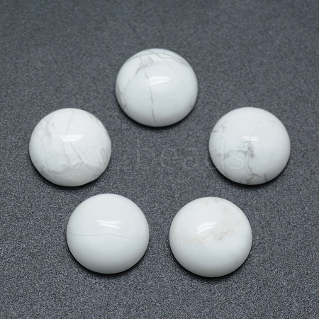 Natural Howlite Cabochons X-G-P393-R32-8MM-1