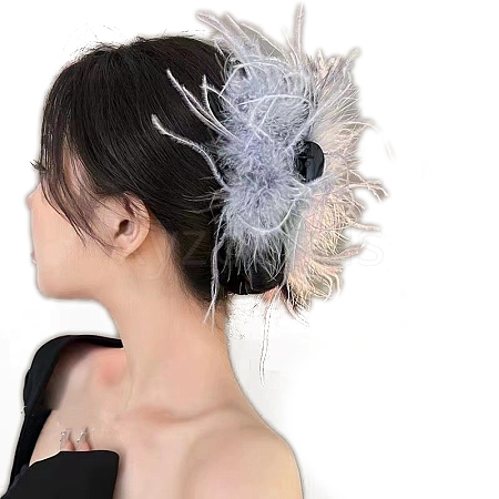 Ostrich Feather Claw Hair Clips PW-WGABD87-03-1