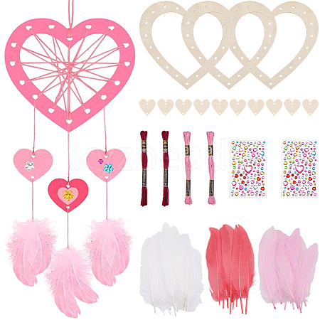 DIY Woven Net/Web with Feather Making Kits DIY-SP0005-44-1