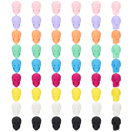 54Pcs 9 Colors Rubberized Style Opaque Acrylic Beads SACR-PH0002-38-1