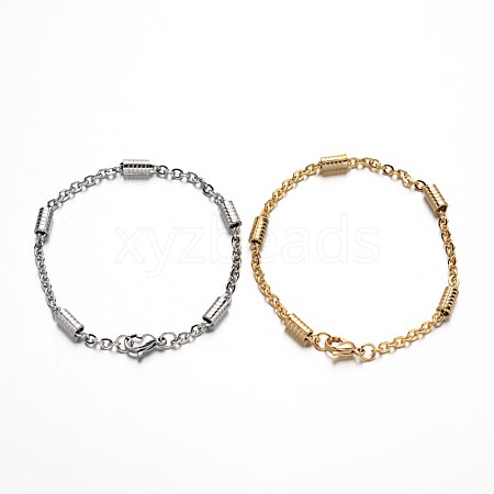304 Stainless Steel Cable Chain Bracelets BJEW-M125-02-1