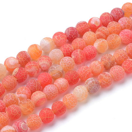 Natural & Dyed Crackle Agate Bead Strands X-G-T056-8mm-03-1