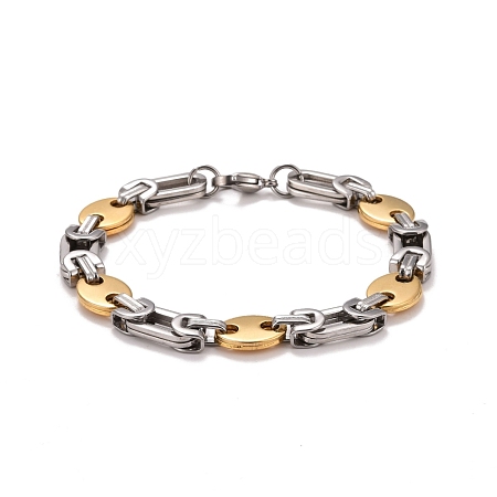 PVD Vacuum Plating 304 Stainless Steel Bean Link Chains Bracelet STAS-E160-09GP-1