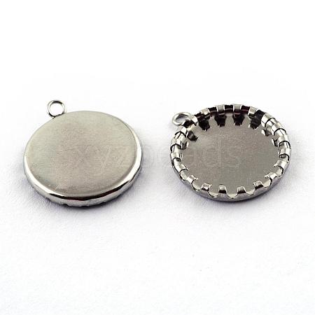 Tarnish Resistant 304 Stainless Steel Pendant Cabochon Open Back Settings STAS-Q194-15-1