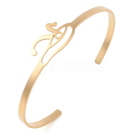 201 Stinless Steel God Eye of Horus Cuff Bangles for Women BJEW-P337-01G-1