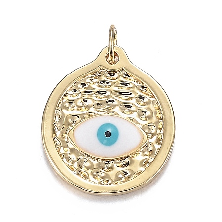 Brass Enamel Pendants X-ZIRC-F120-042G-1